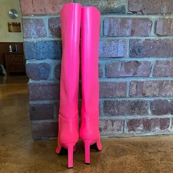 NINE West 80s style Neon Pink Eardy‎ Heeled Boots - Picture 6 of 7